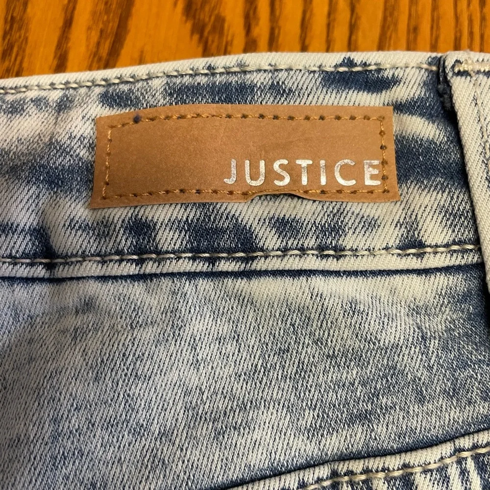 New Size 12 Justice Distress Blue Denim And Pink Dye